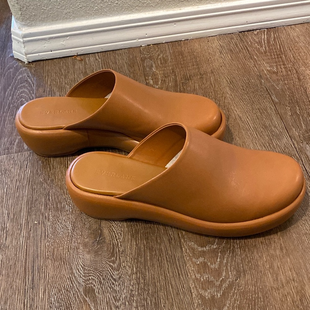 Everlane The Puffa Flatform in Brown Leather sz 9 Women's Chunky Platform Clog